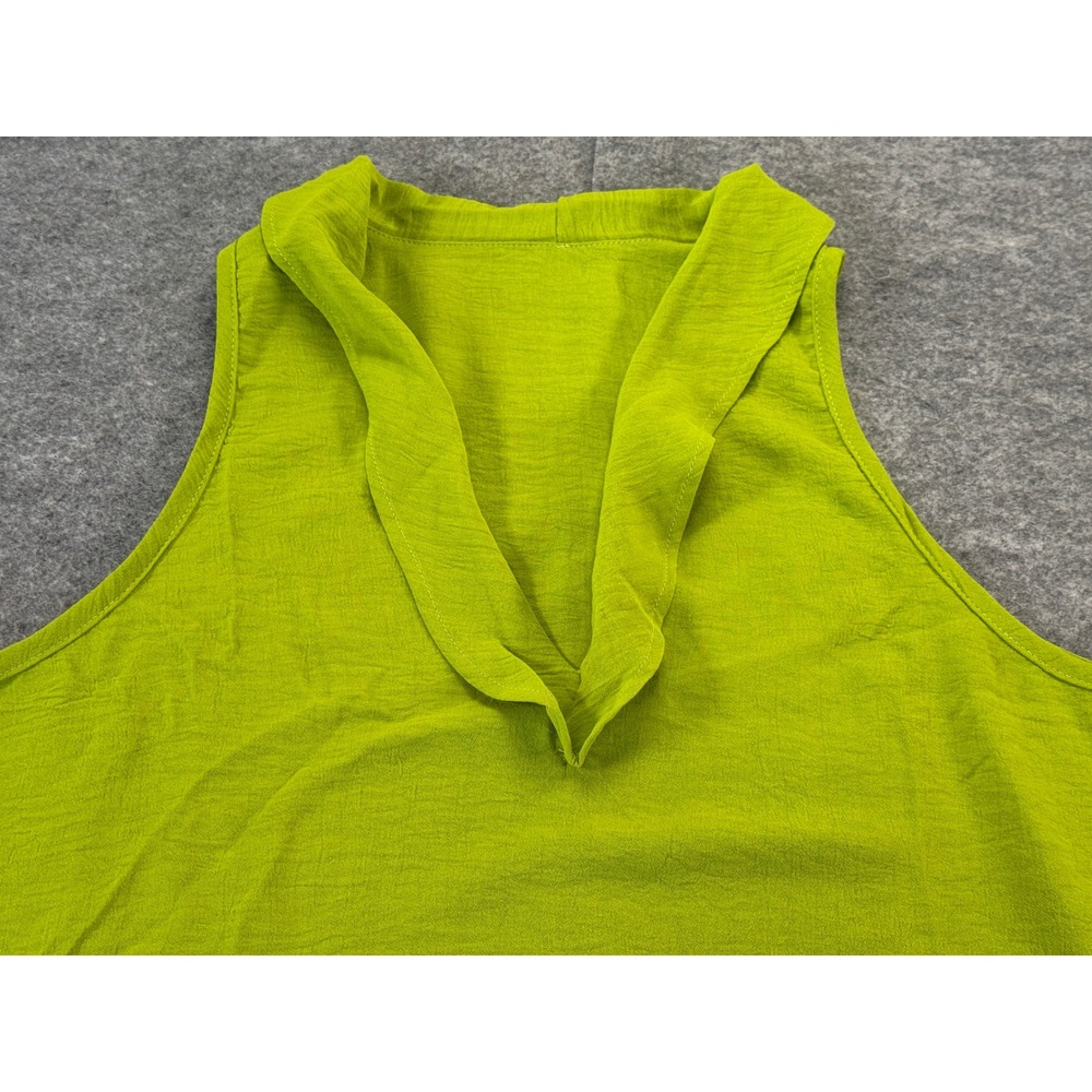 Unbranded Wide Leg Pants Women XL Lime Green Textured Elastic Waist Flowy - Picture 14 of 16
